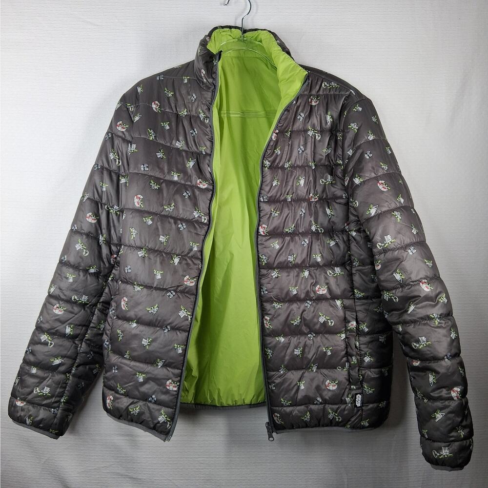 Disney Star Wars The‎ Mandalorian Reversible Puffer Jacket Women's Medium Gray